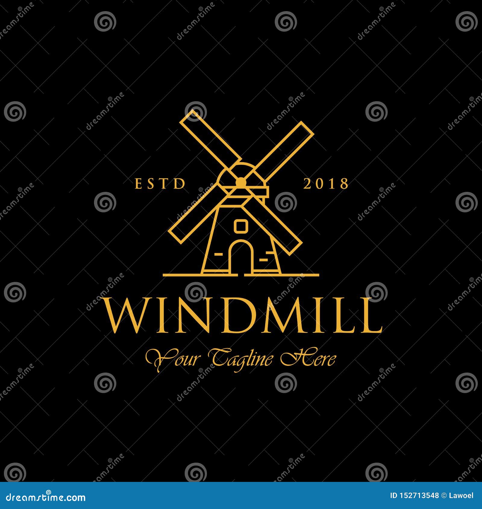 Line Art Windmill Logo Designs, Classic and Luxury Logo Stock Vector ...