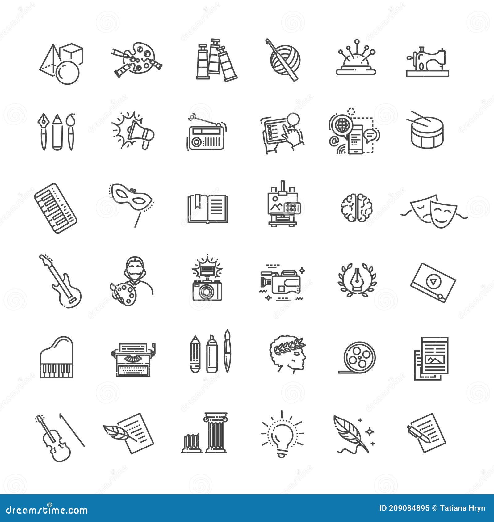 Line Arts Icons Set. Vector Linear Icons Stock Vector - Illustration of
