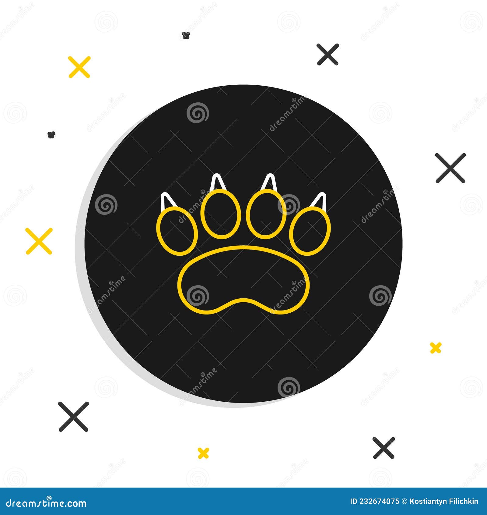 Line Bear Paw Footprint Icon Isolated on White Background. Colorful Concept Stock Vector - of track, isolated: