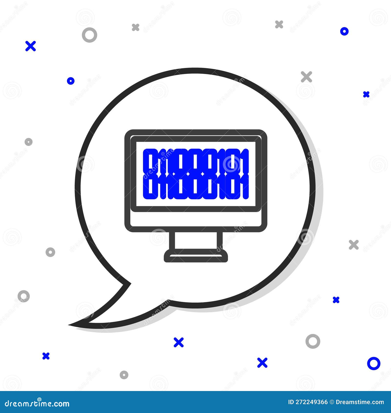 Line Binary Code Icon Isolated on White Background. Colorful Outline ...