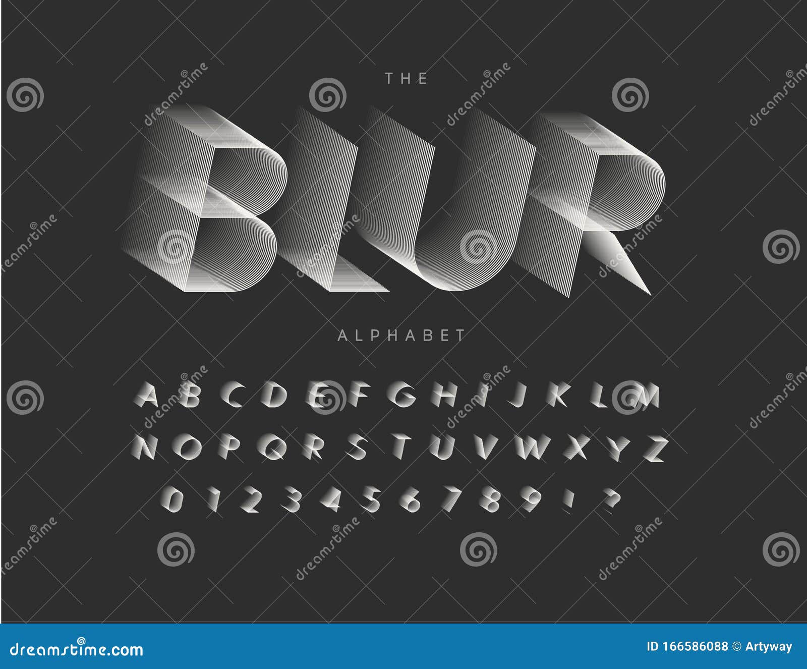 line blurring letters, numbers and signs set. wind style alphabet. font for events, promotions, logos, banner, monogram