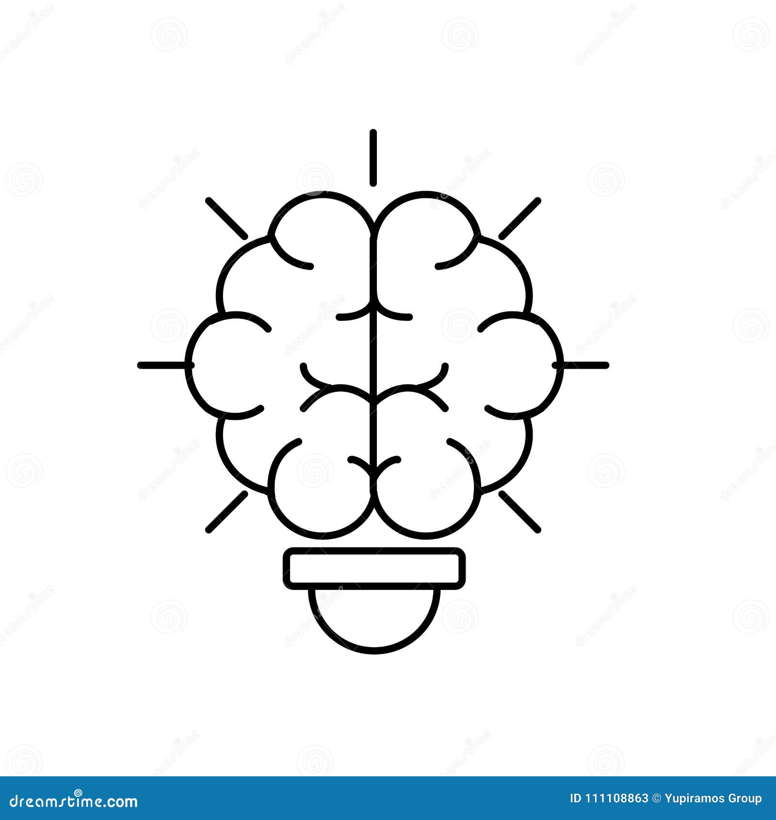 Line Bulb with Brain Inside To Creative Design Stock Vector ...