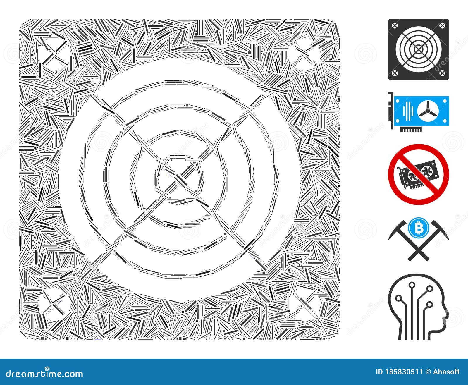 line collage asic miner hardware icon