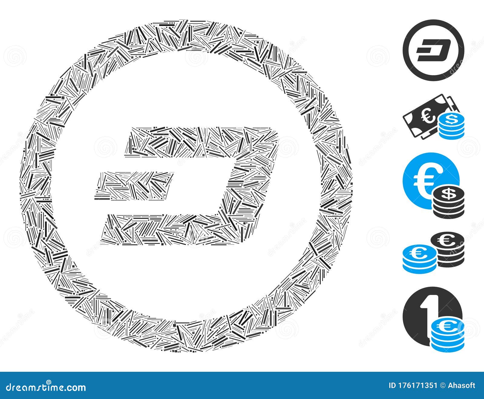 line collage dash rounded icon