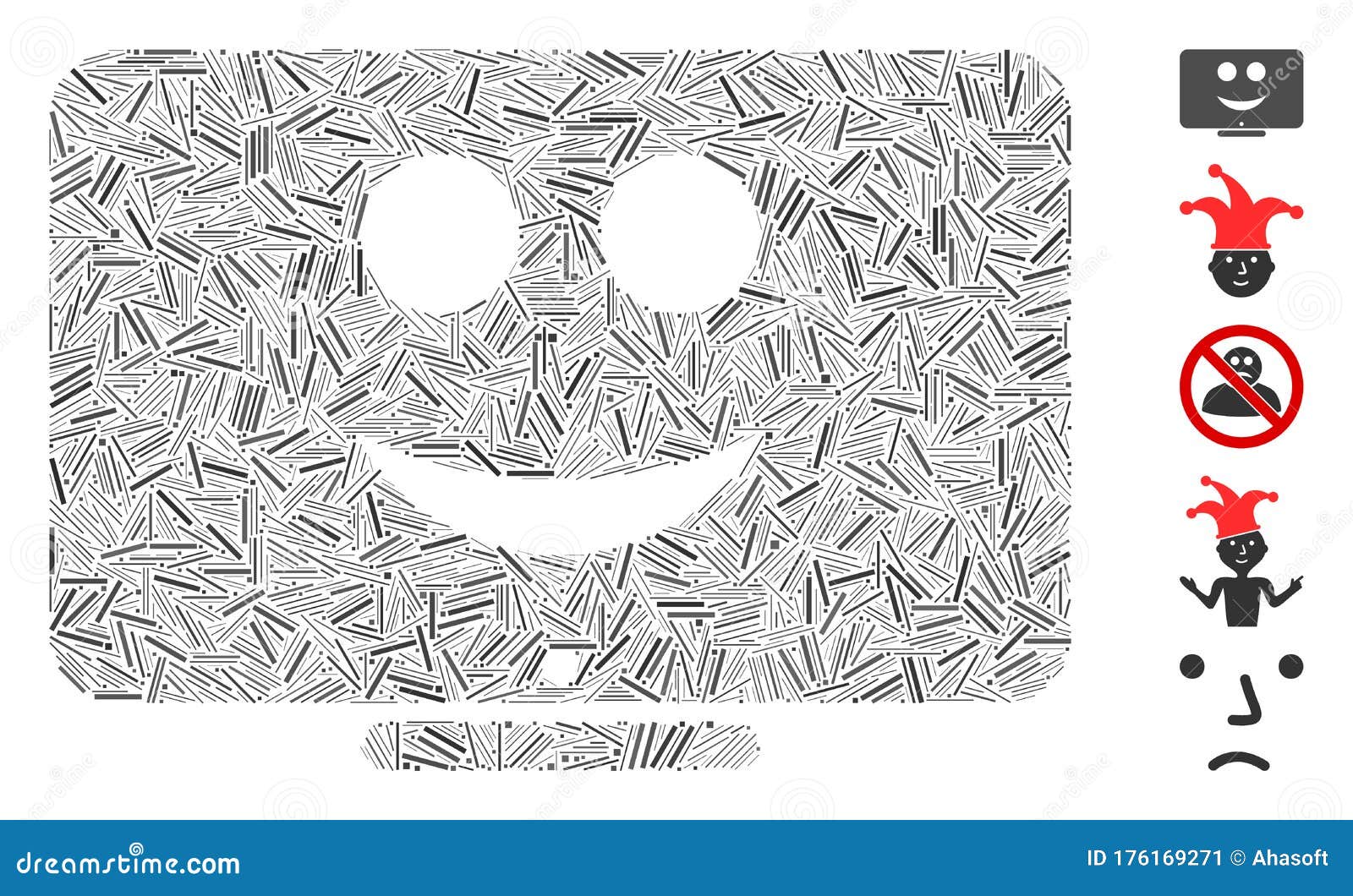 line collage display happy smiley icon