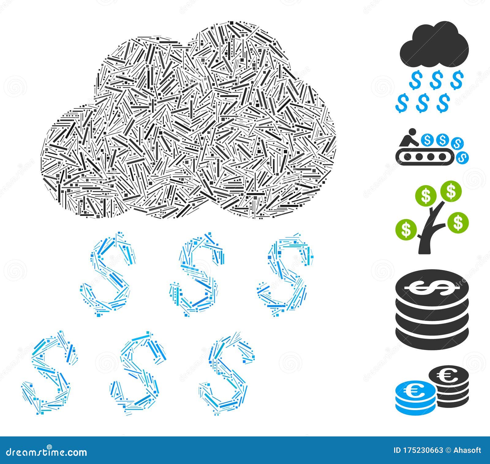 line collage money rain icon