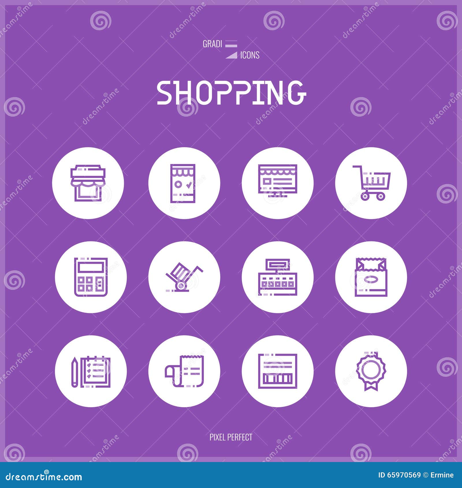 line colorfuul icons set of e-commerce and shopping