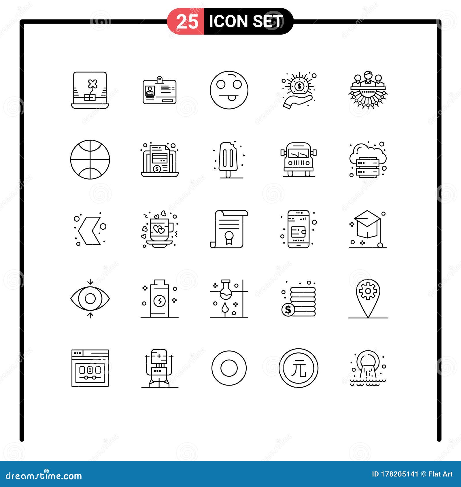 25 line concept for websites mobile and apps management, group, emot, allocation, hand