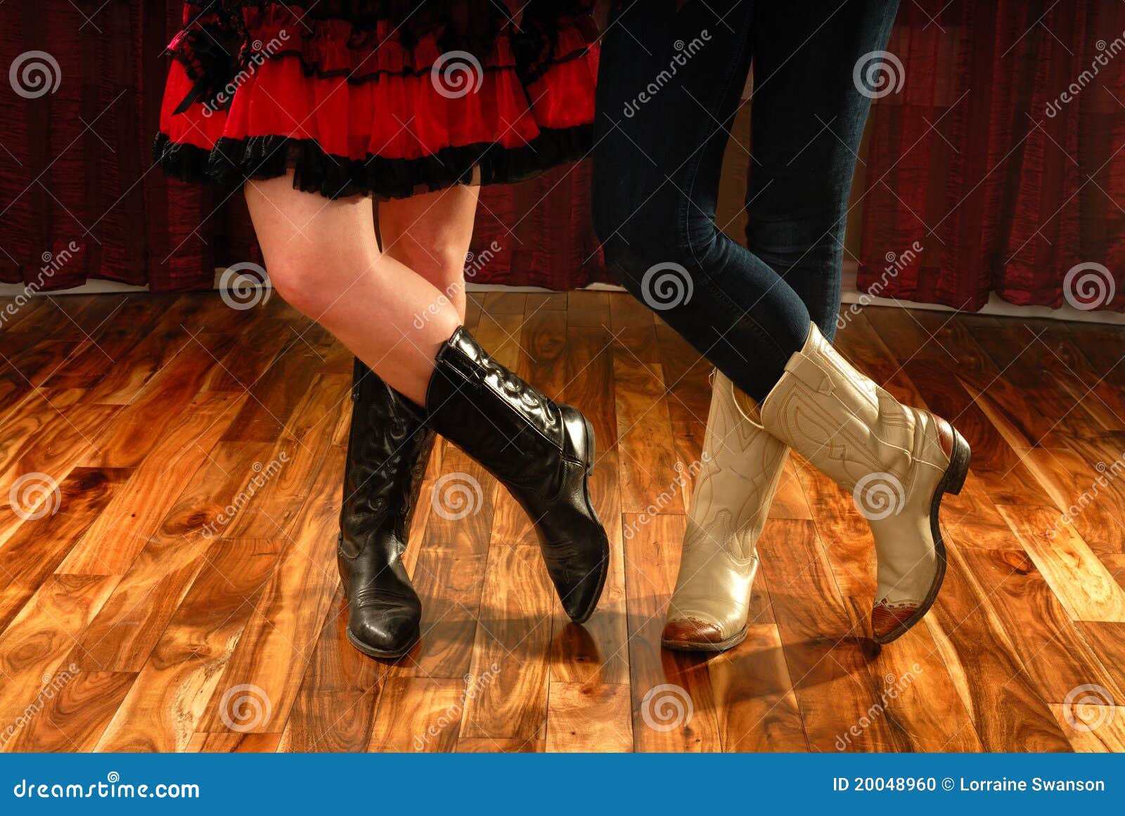 Line Dance Legs In Cowboy Boots Stock 