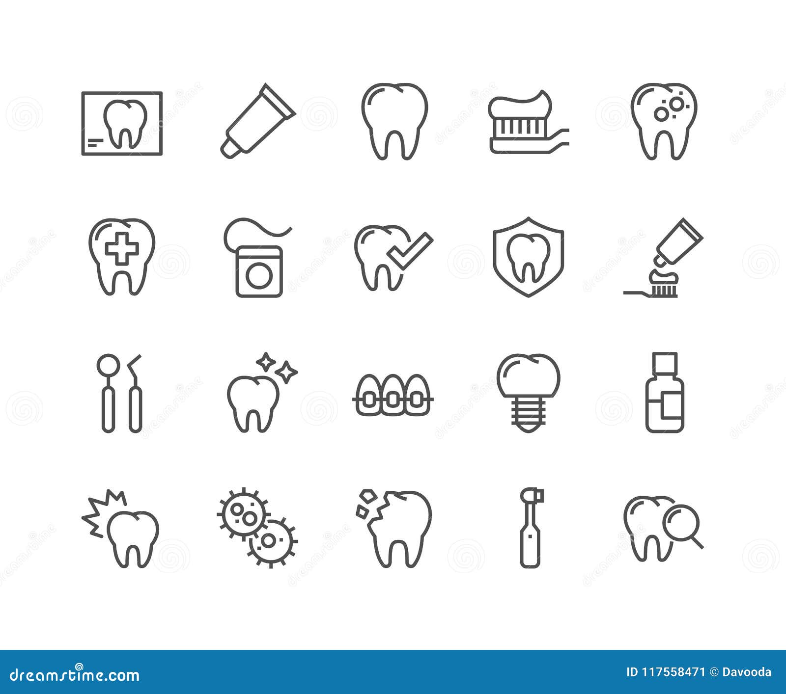 line dentist icons