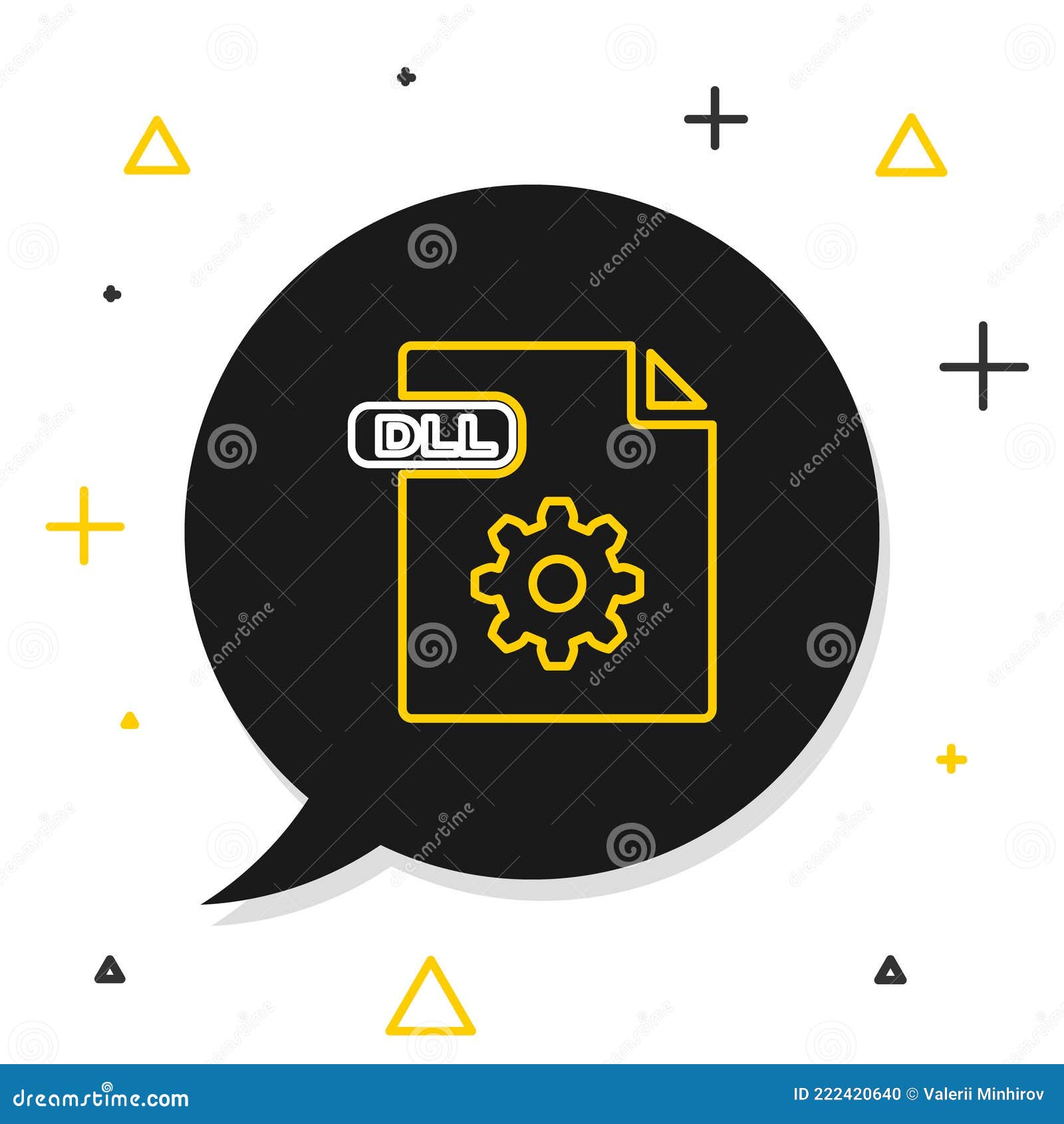 Line DLL File Document. Download Dll Button Icon Isolated On White.