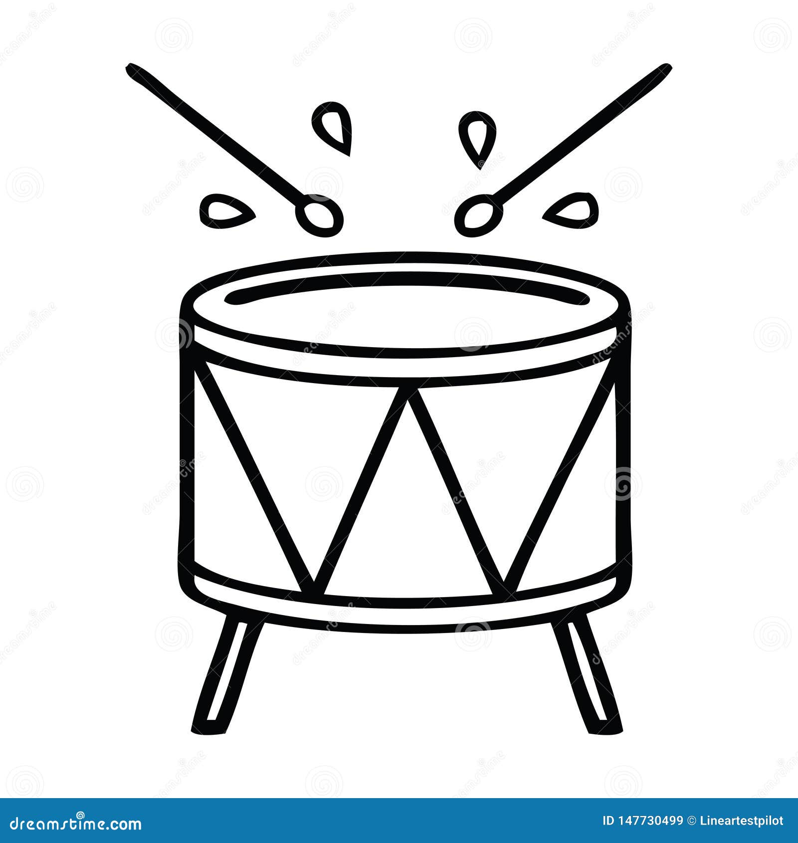 Line Drawing Cartoon Beating Drum Stock Vector Illustration of