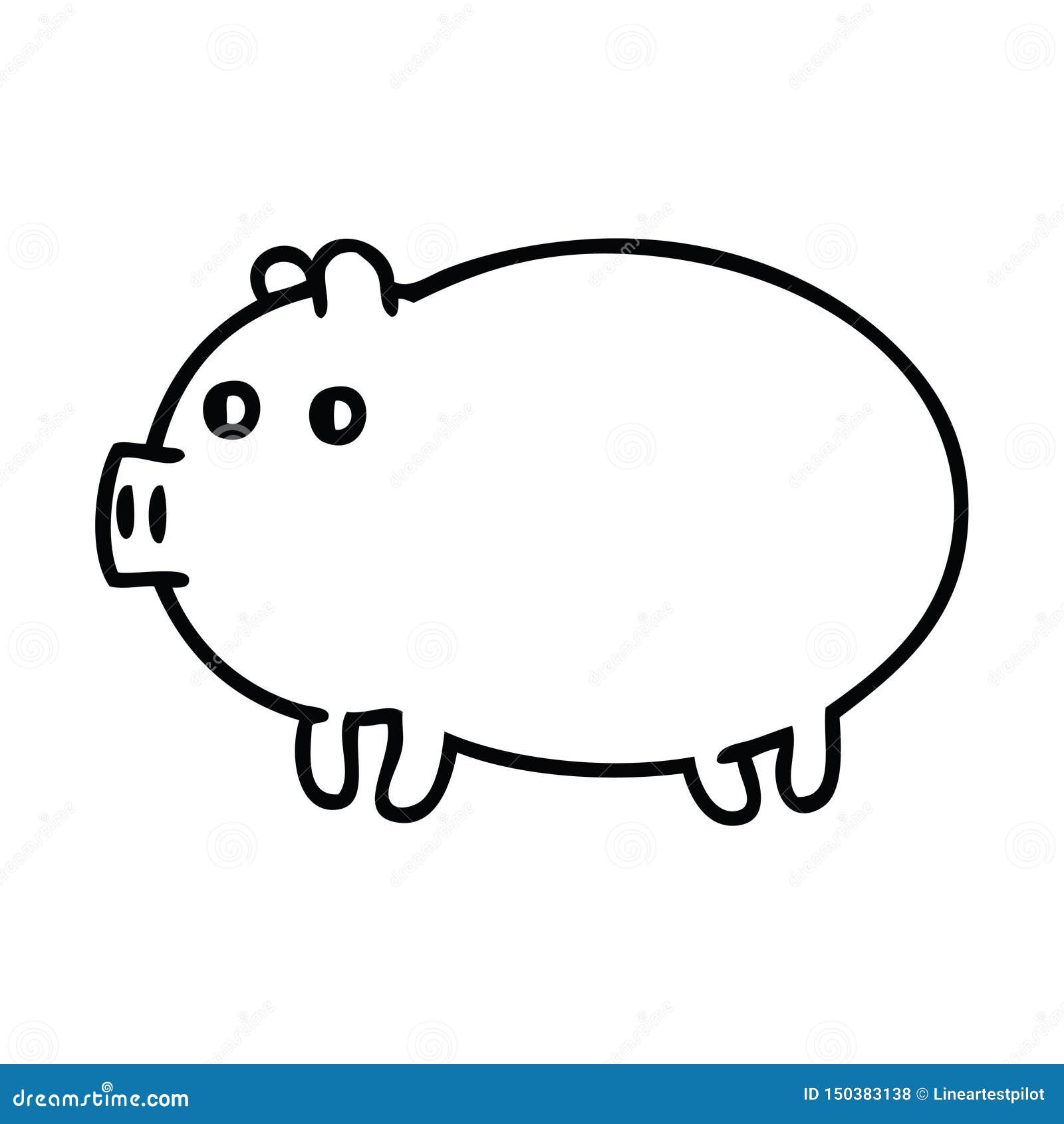 Line Drawing Cartoon of a Fat Pig Stock Vector Illustration of clip