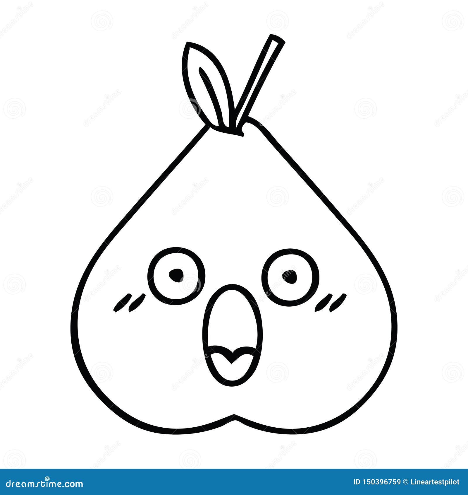 Line Drawing Cartoon of a Green Pear Stock Vector Illustration of freehand, green 150396759