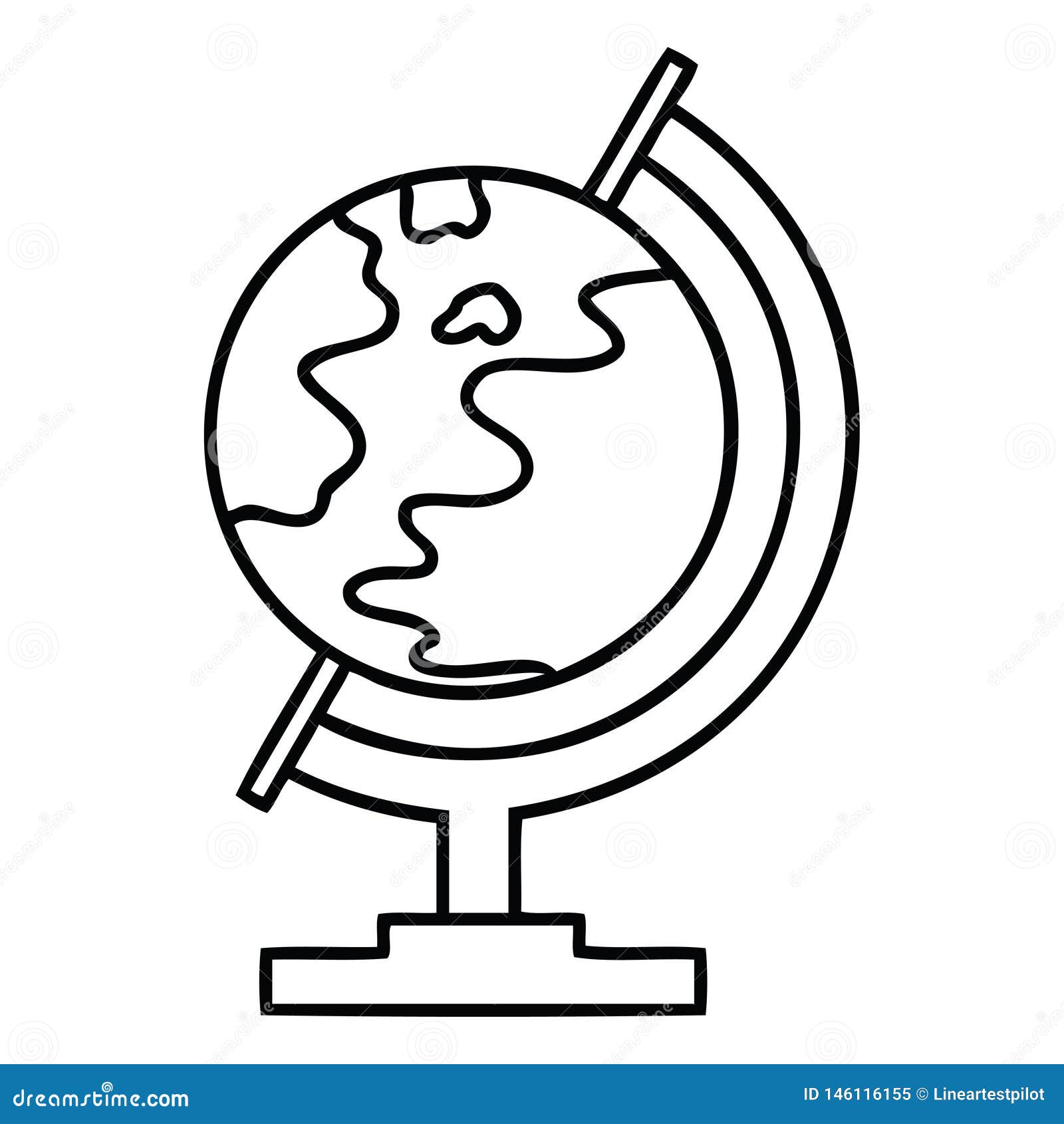 Line Drawing Cartoon of a World Globe Stock Vector - Illustration of  freehand, clip: 146116155