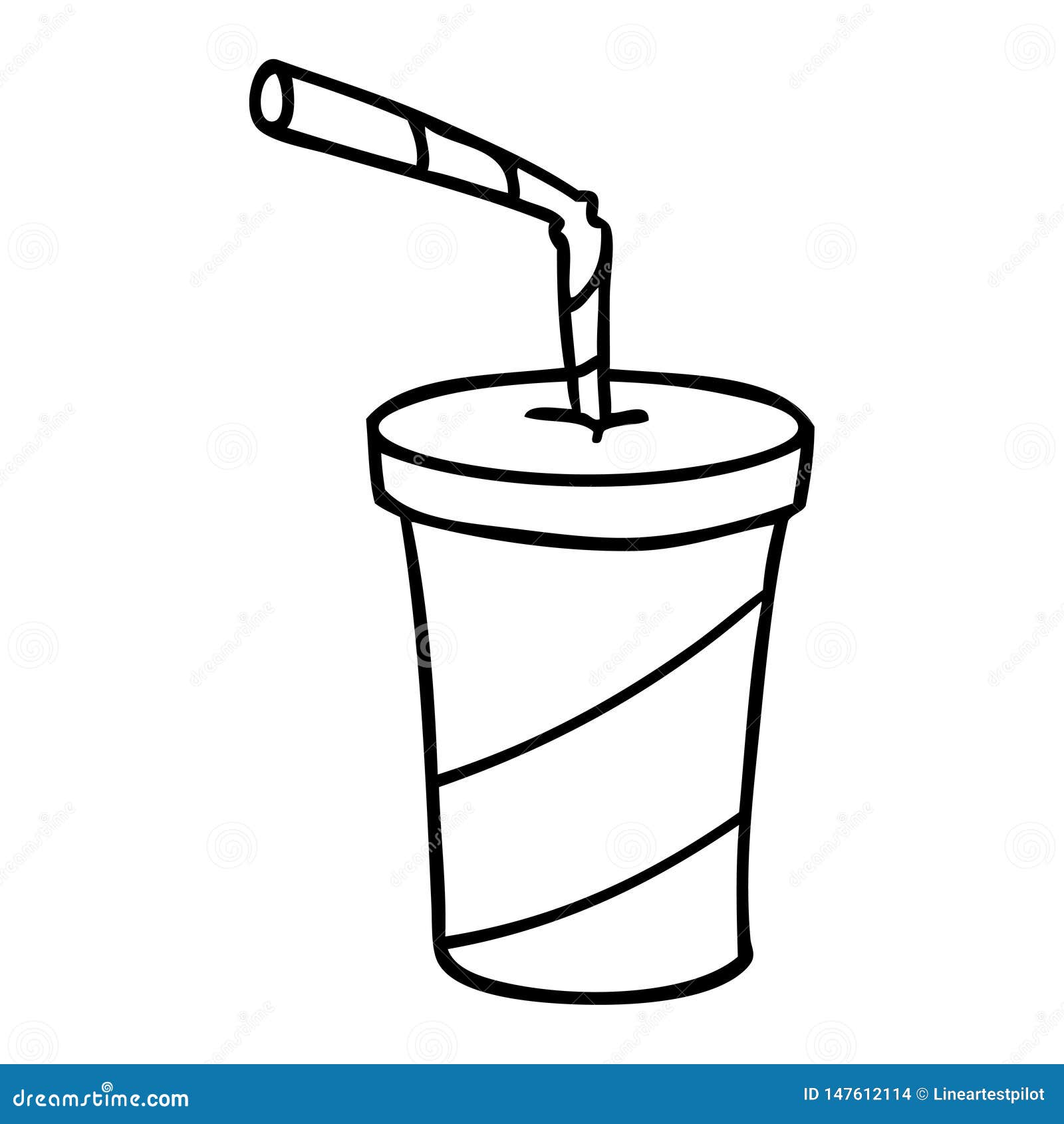 Line Drawing Doodle of Fastfood Drink Stock Vector Illustration of