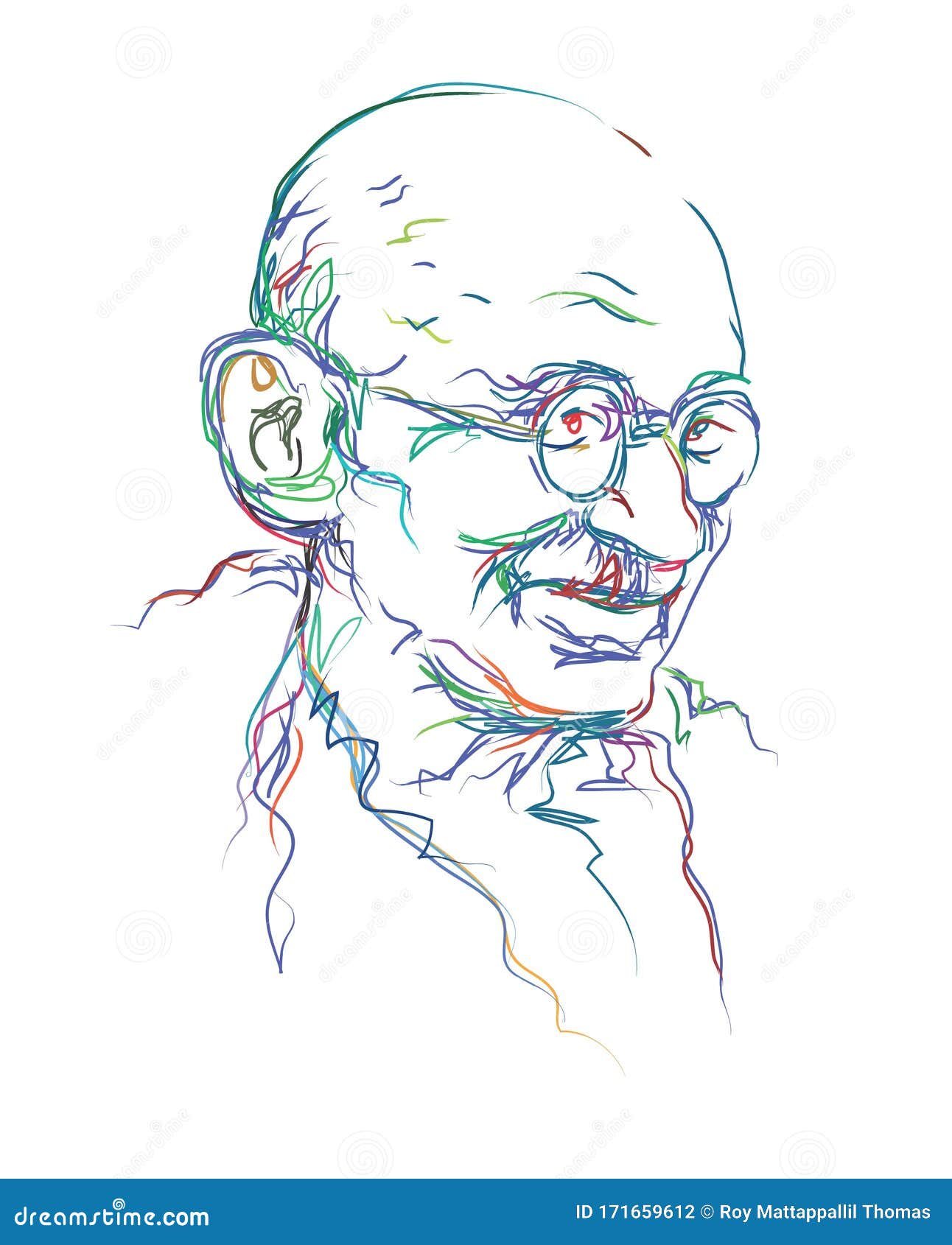 Download Portrait Of Gandhi As Handrawn Vector Illusration Stock ...