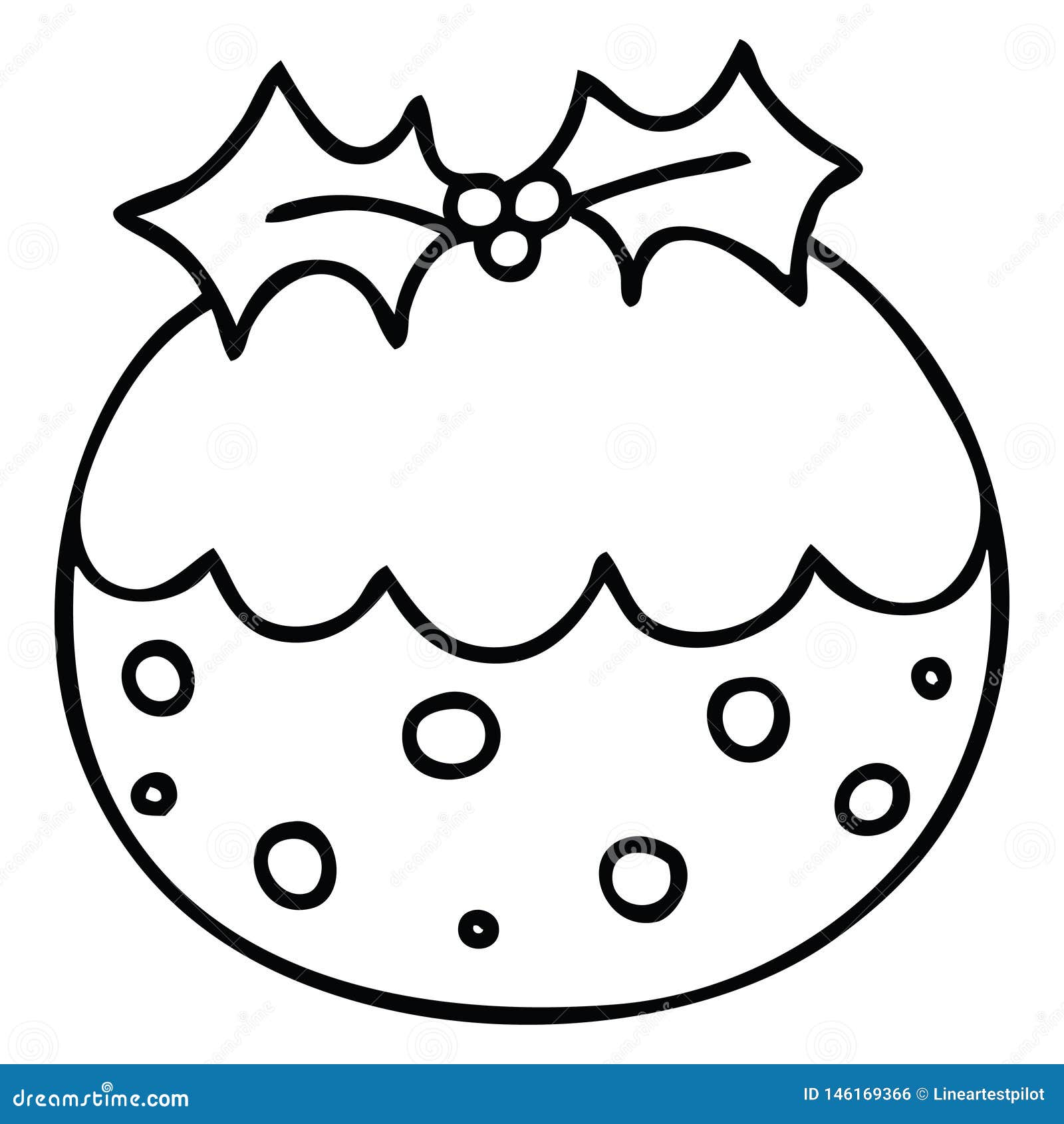 Line Drawing Quirky Cartoon Christmas Pudding Stock Vector ...