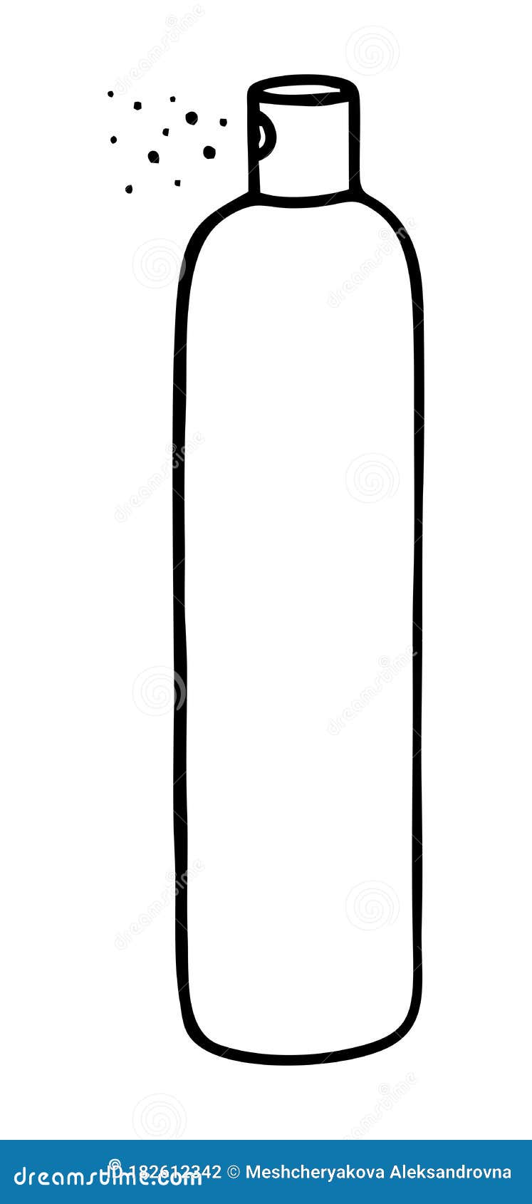 LINE DRAWING of a SPRAY CAN with HAIRSPRAY in the DOODLE STYLE Stock