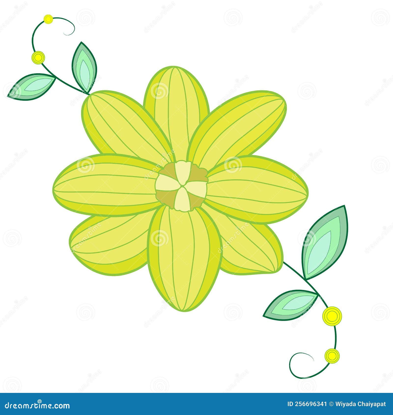 Line Drawing of Yellow Flowers on a White Backgrou Stock Illustration