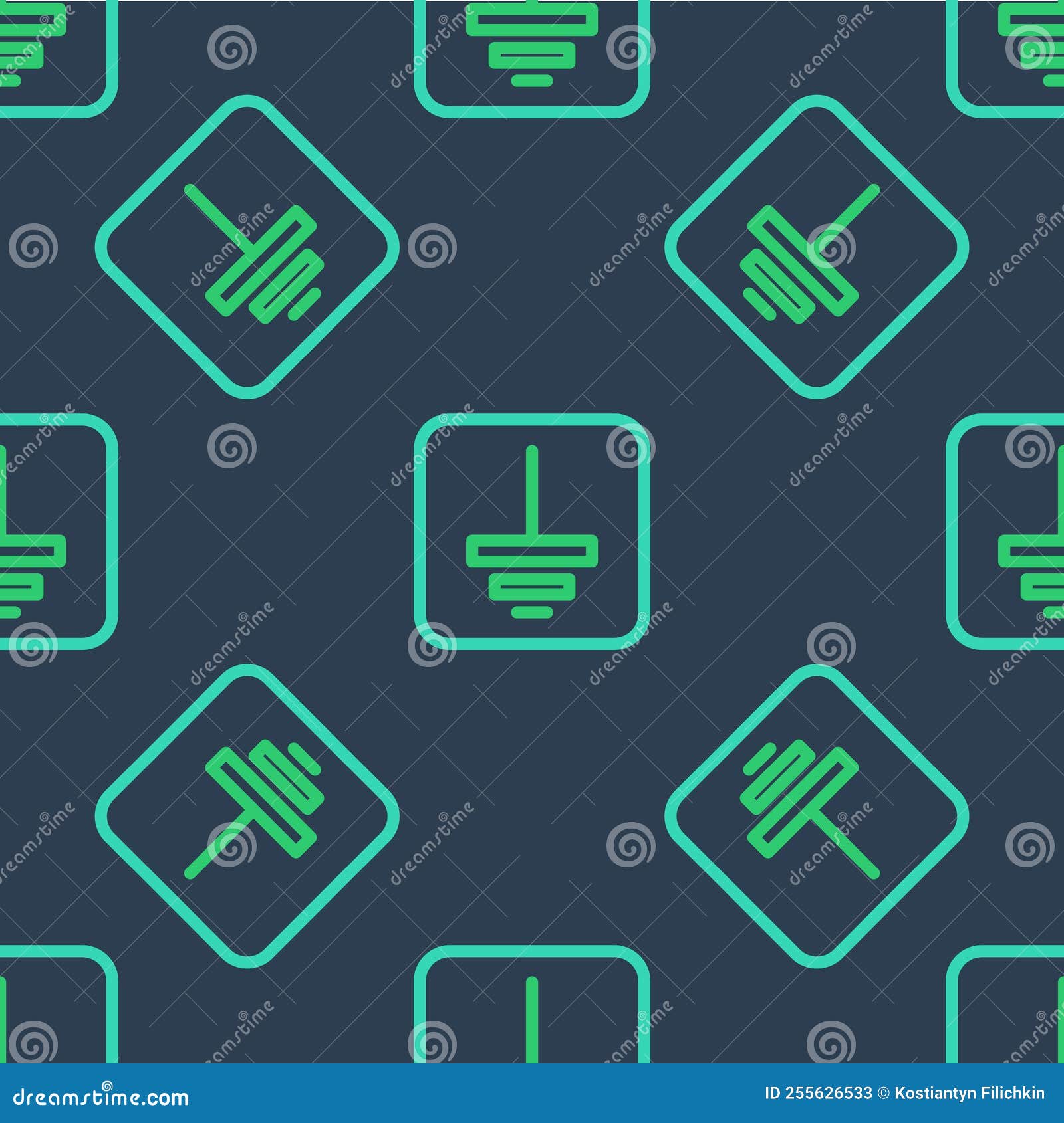 Line Electrical Symbol Ground Icon Isolated Seamless Pattern on Blue