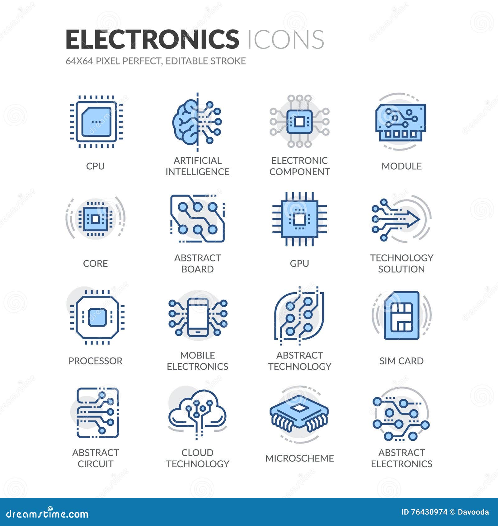 line electronics icons