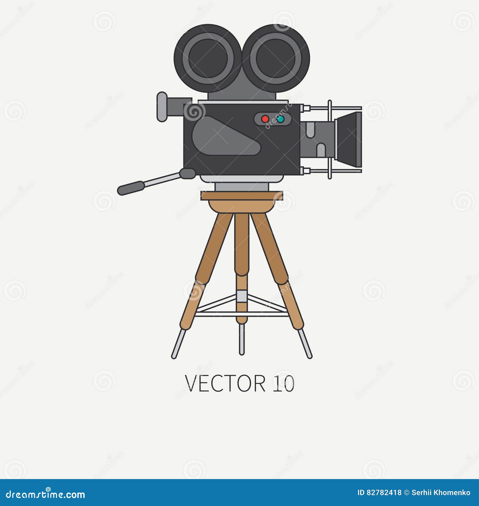 Line Flat Color Vector Icon Elements of Filmmaking and Multimedia - 35mm Film  Camera. Cartoon Style. Cinema Stock Vector - Illustration of isolated,  media: 82782418