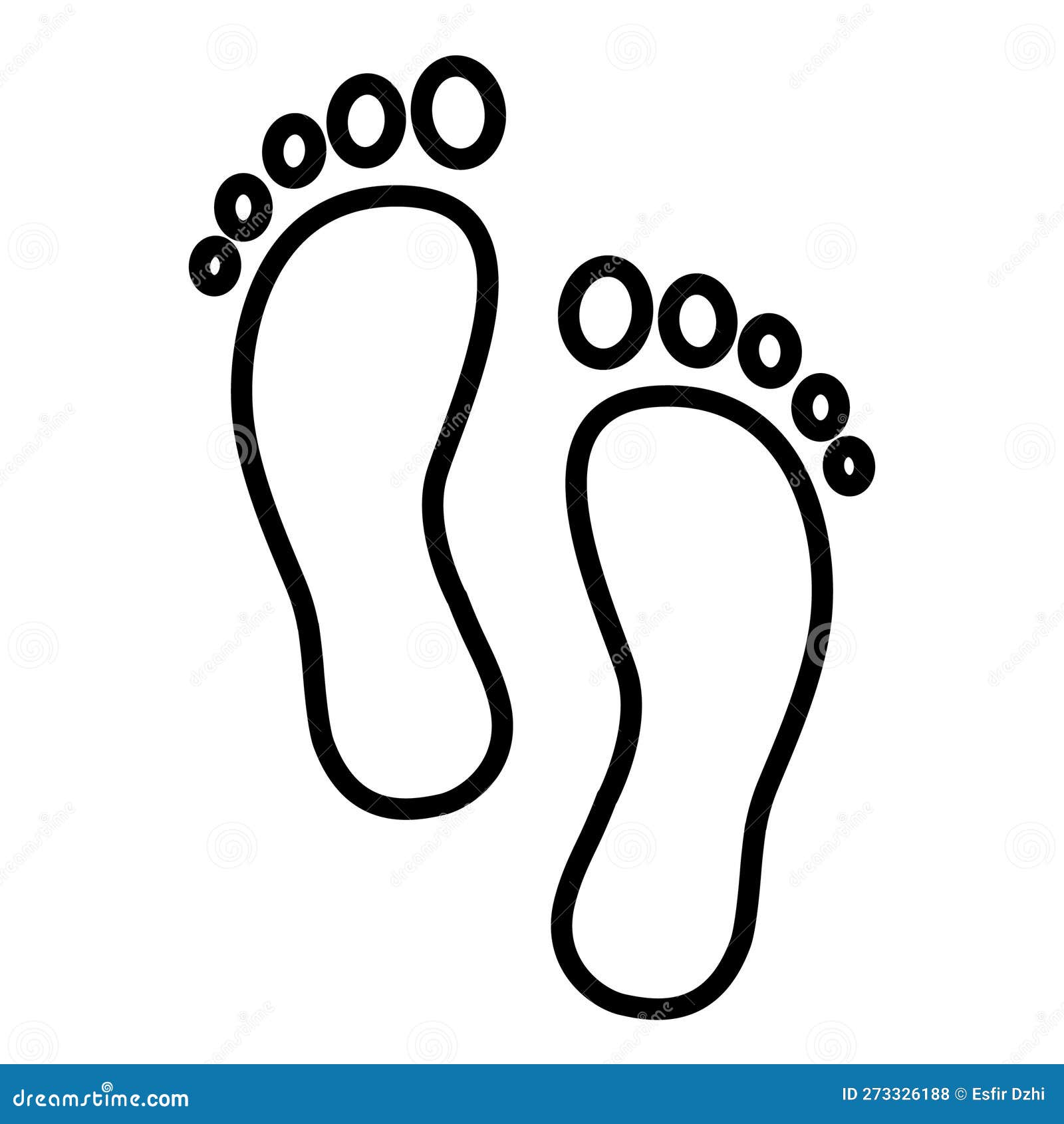 Line Footprint Icon Vector Footwears Flat Style Black Silhouettes ...