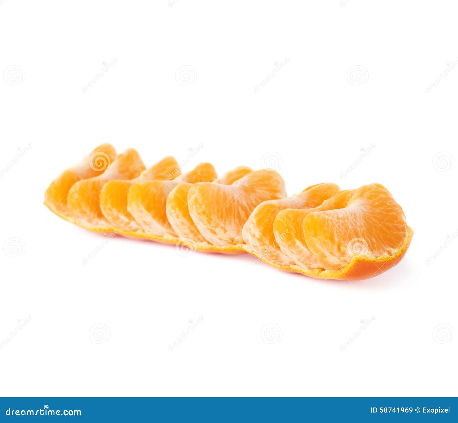 Line Of Fresh Juicy Tangerine Fruit Isolated Over Stock Image Image