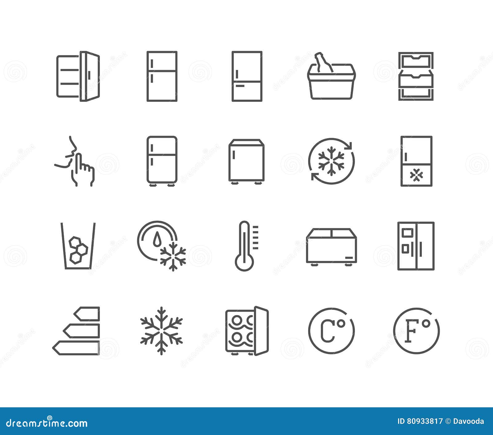 line fridge icons