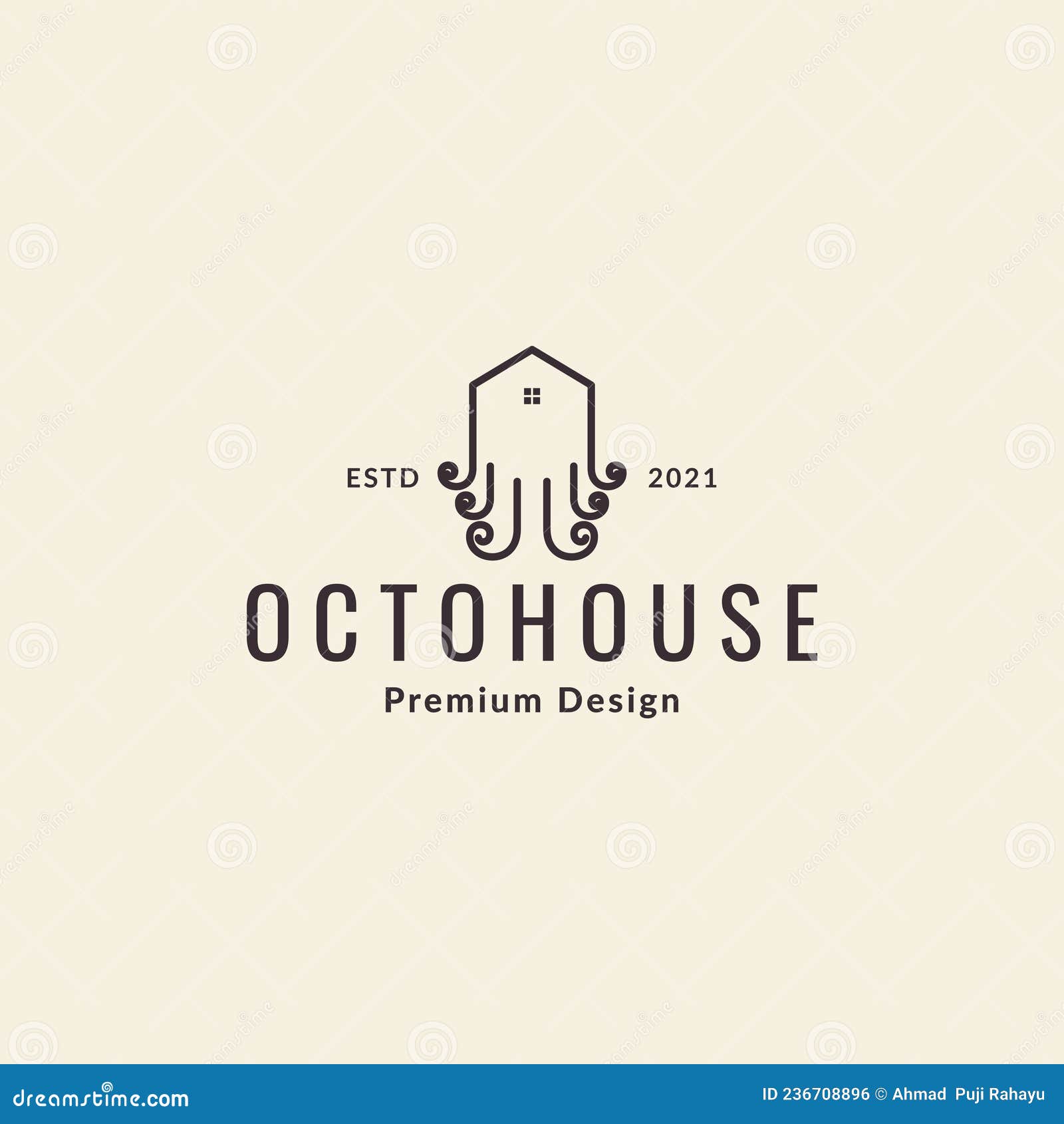 line home with octopus logo  icon  graphic   idea creative