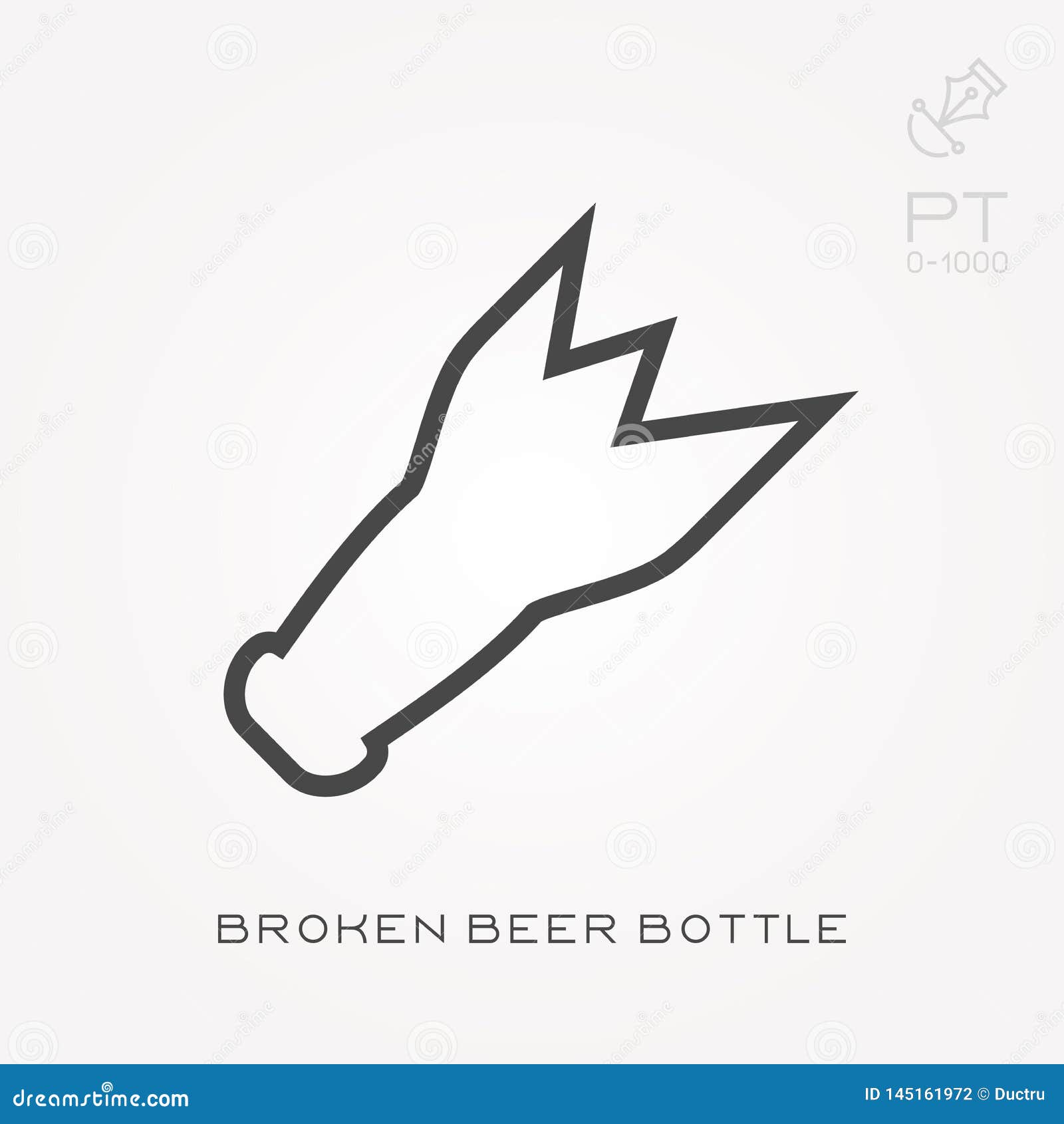 Line Icon Broken Beer Bottle Stock Vector - Illustration of alcoholic