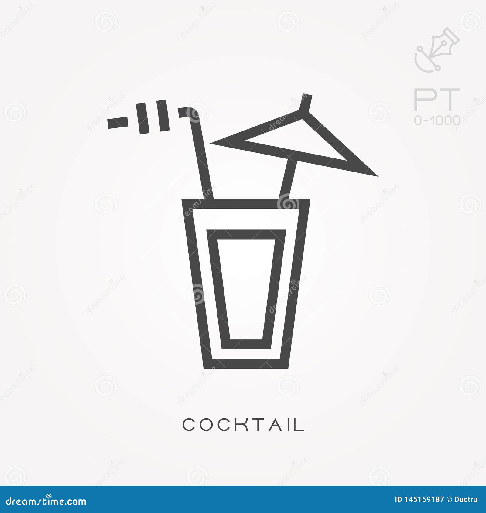 Simple Vector Illustration with Ability To Change. Line Icon Cocktail