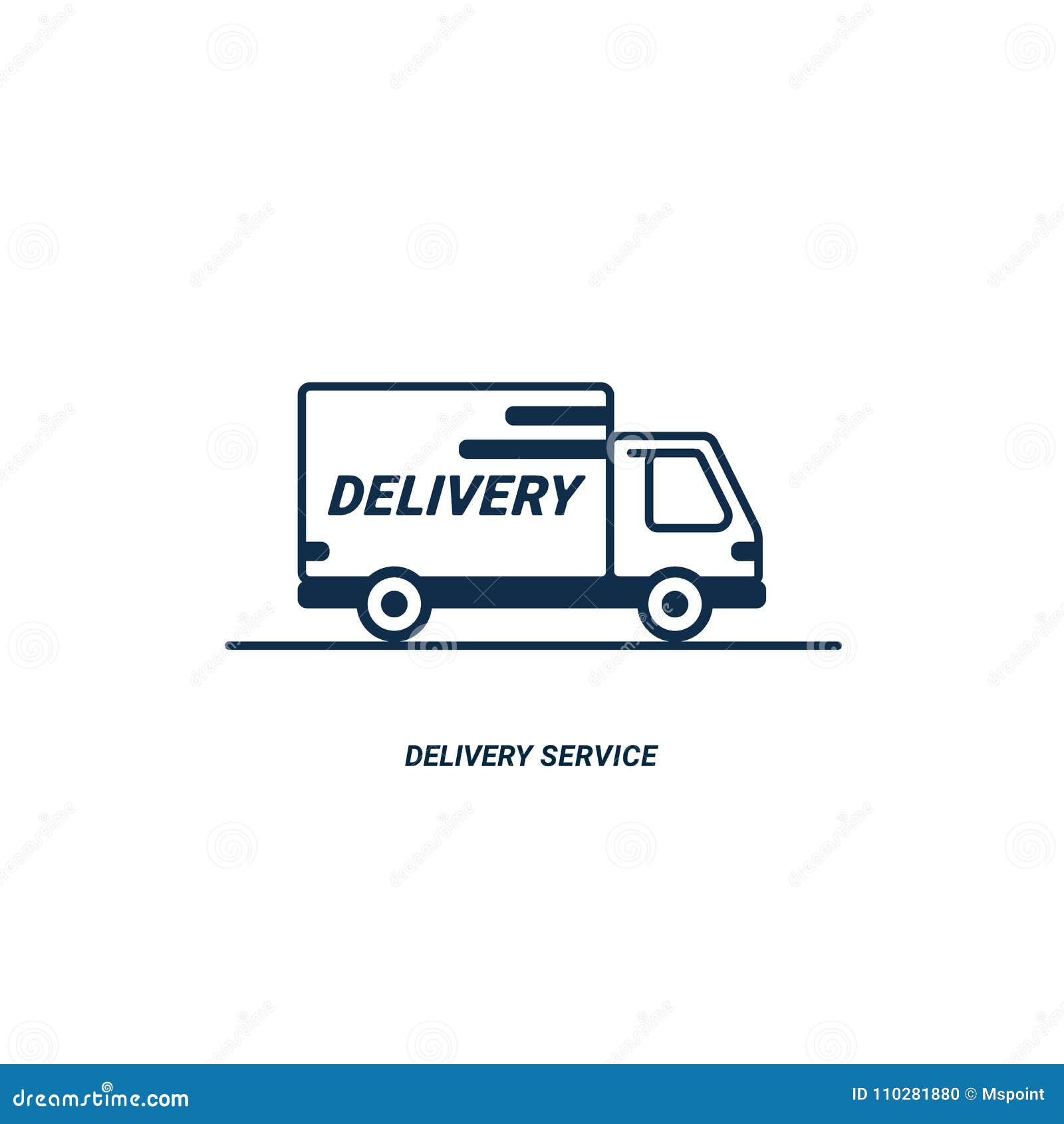 Line Icon- Delivery. Van Outline Icon on White Background. Delivery ...