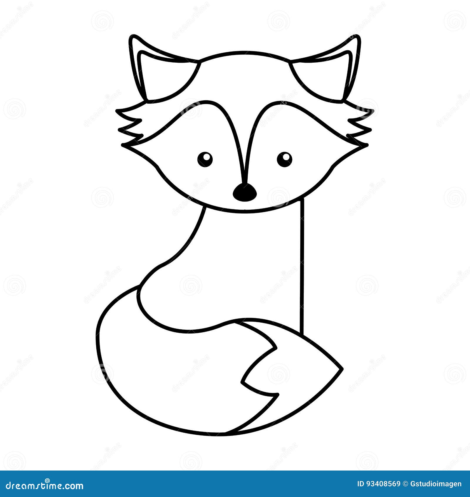 Line icon fox cartoon stock vector. Illustration of ...