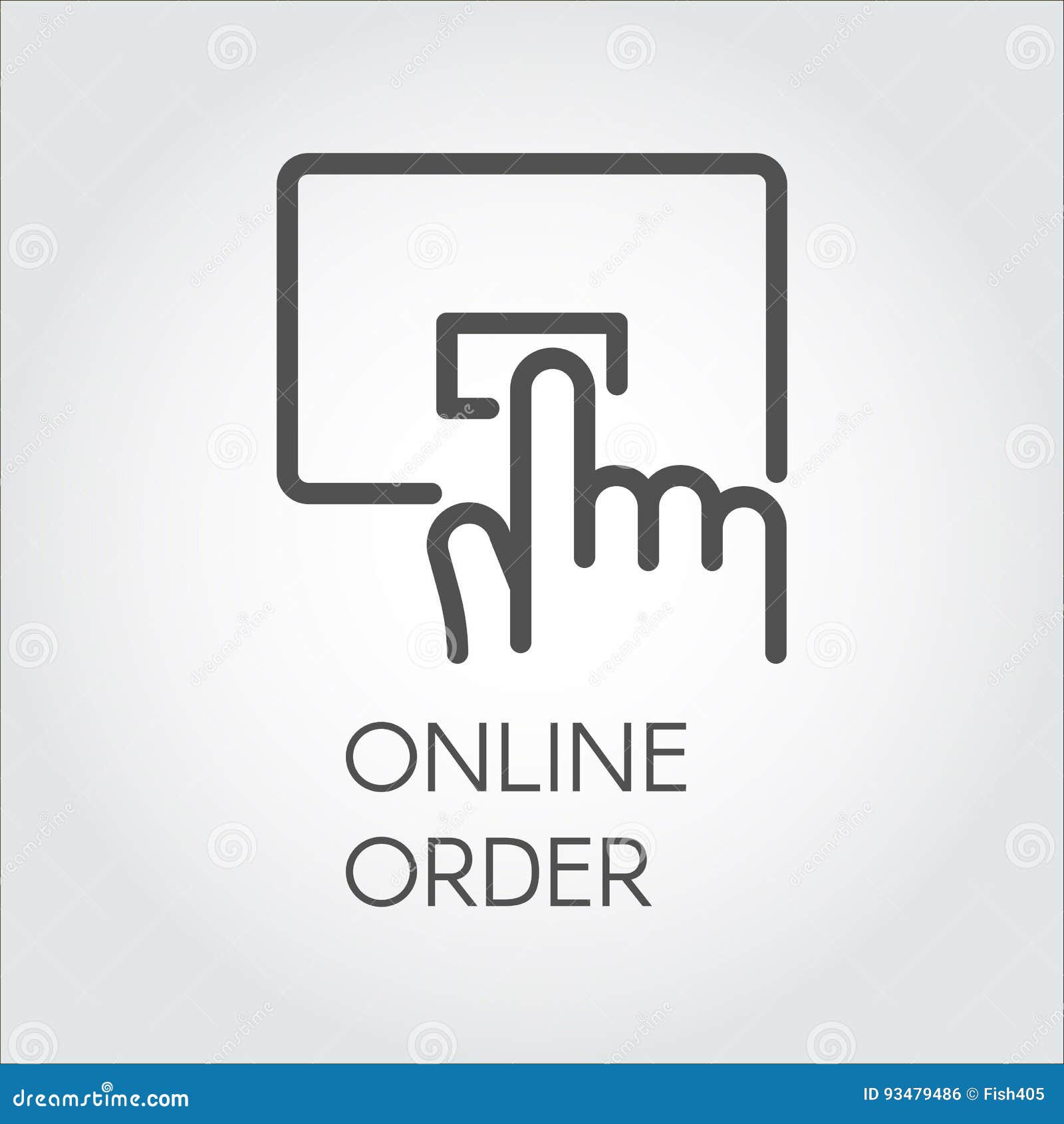 line icon for online orders and purchases. hand clicking on order button concept. simple black linear label for mobile