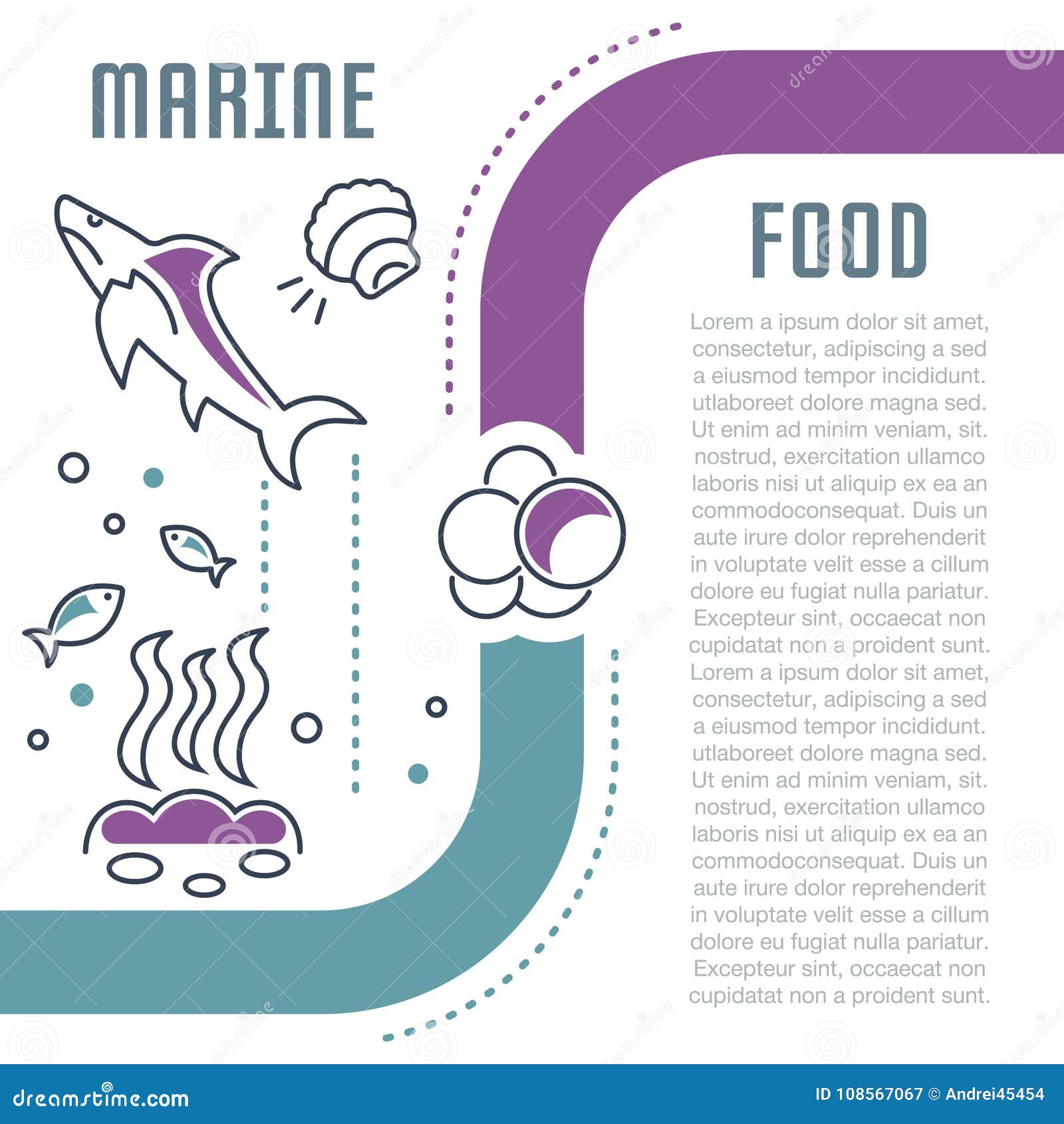 Website Banner and Landing Page of Marine Food. Stock Illustration ...