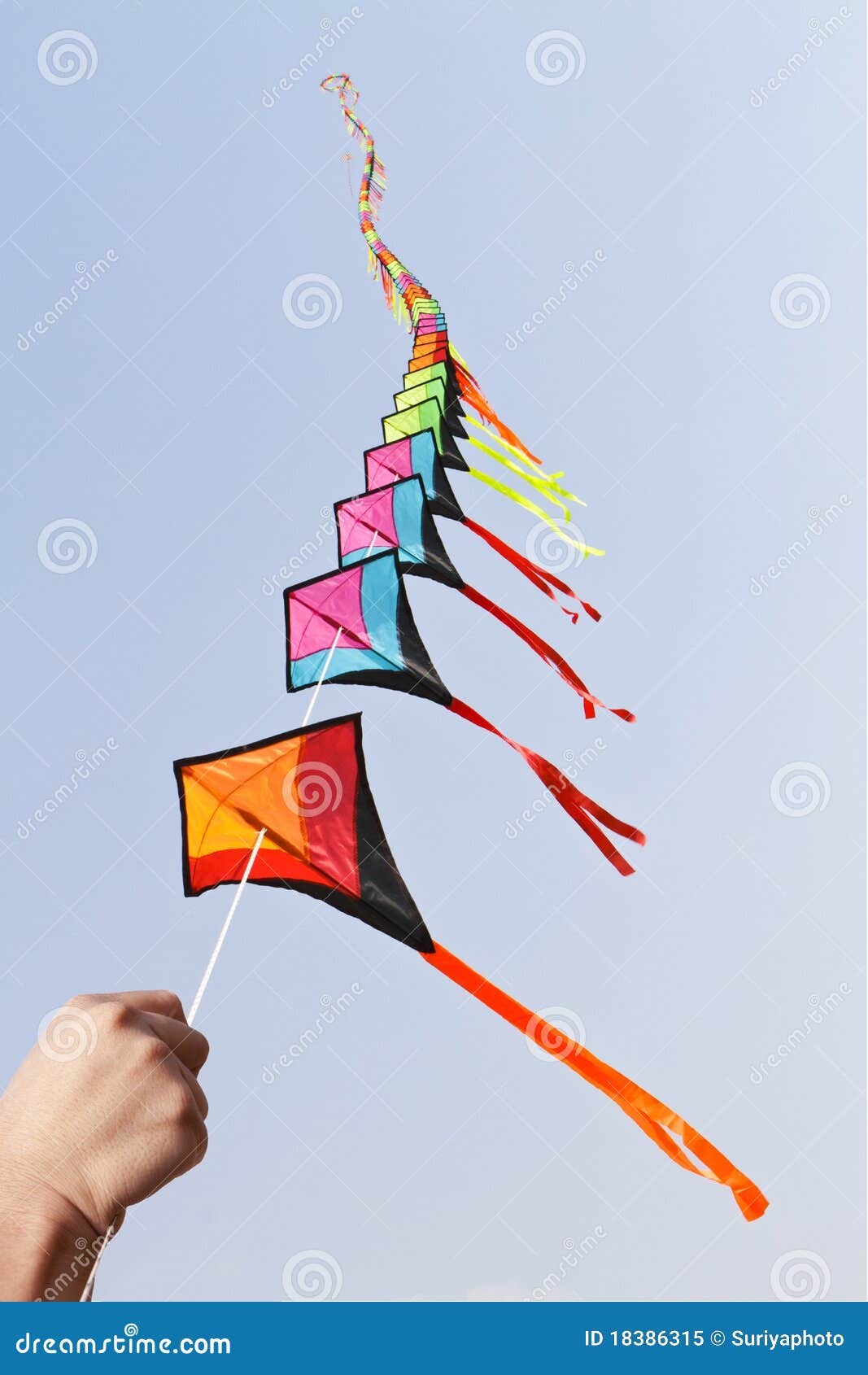 Line of kites stock image. Image of blue, multi, hold 18386315