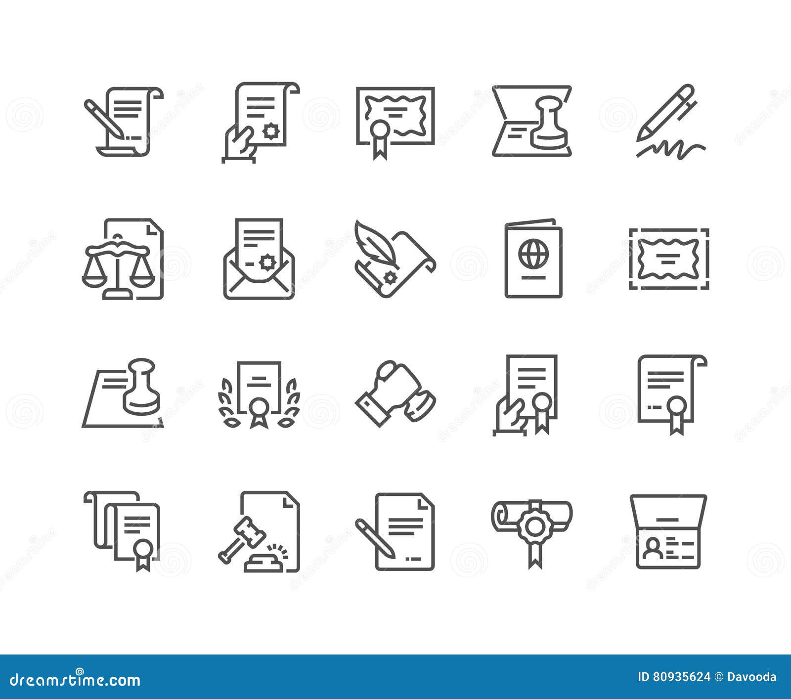 line legal documents icons