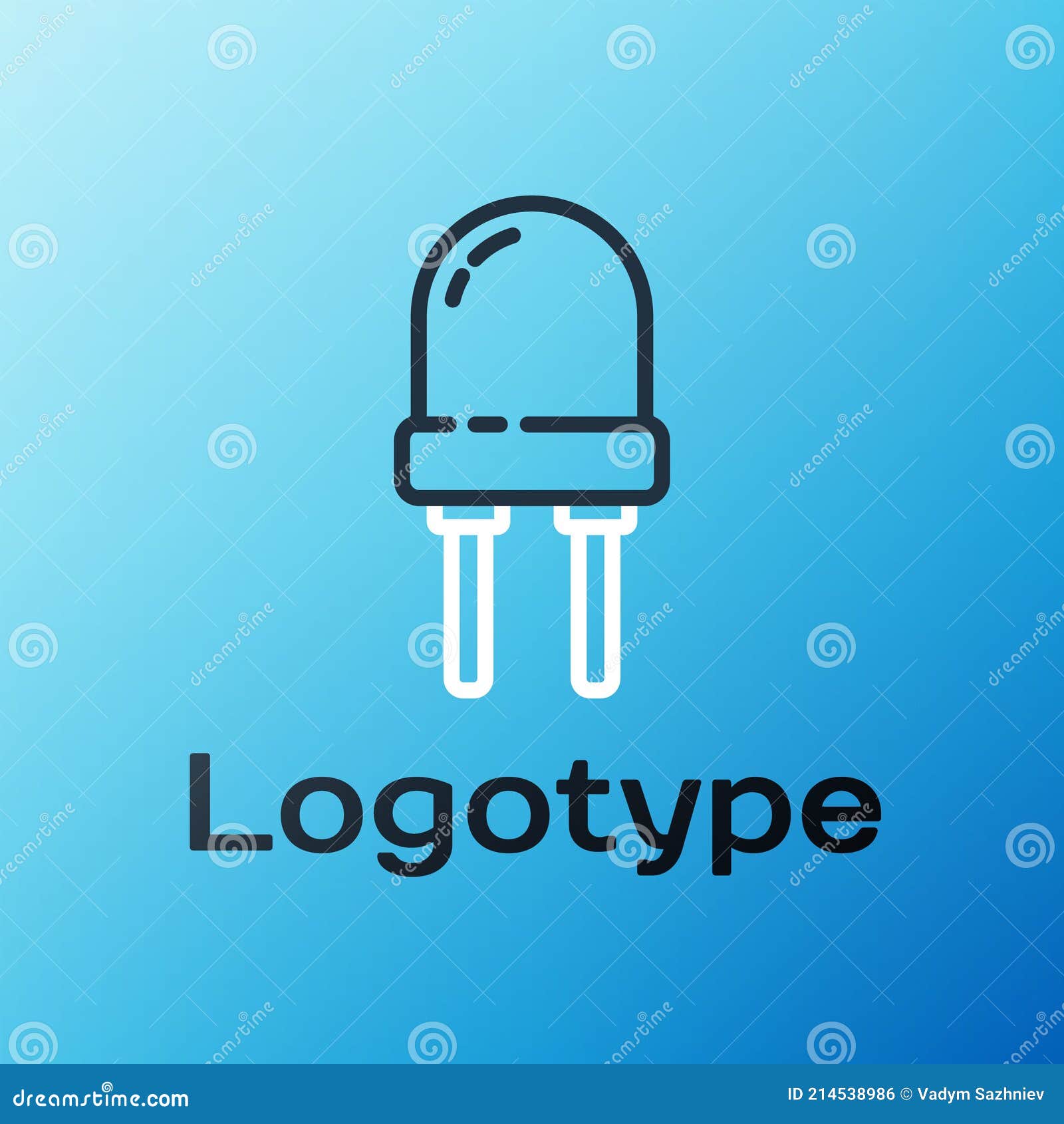 line light emitting diode icon  on blue background. semiconductor diode electrical component. colorful outline