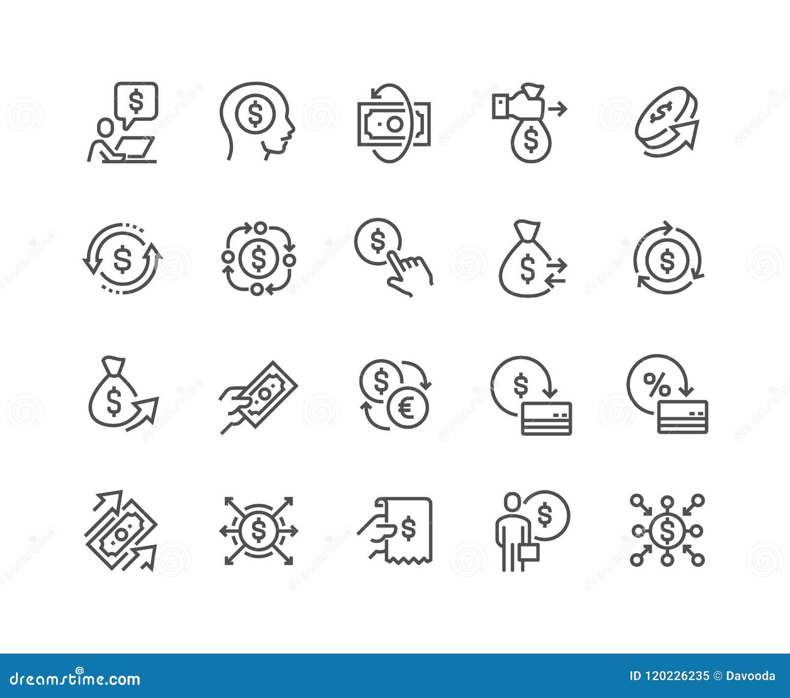 line money movement icons