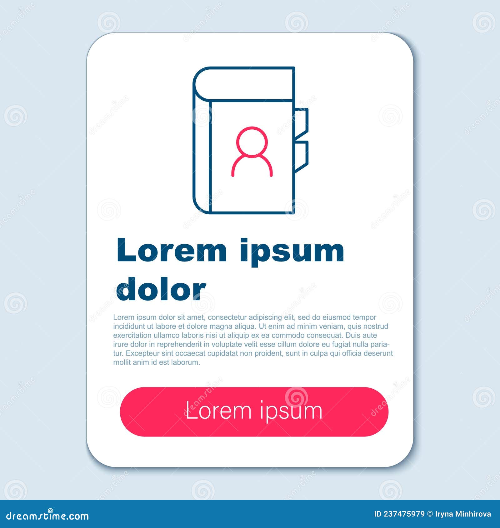 line phone book icon  on grey background. address book. telephone directory. colorful outline concept. 