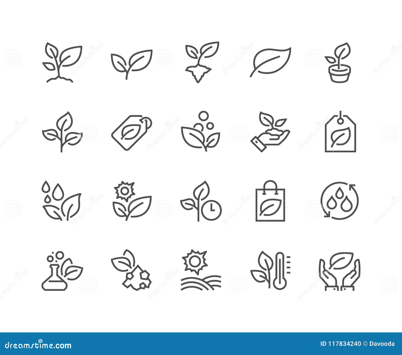 line plants icons
