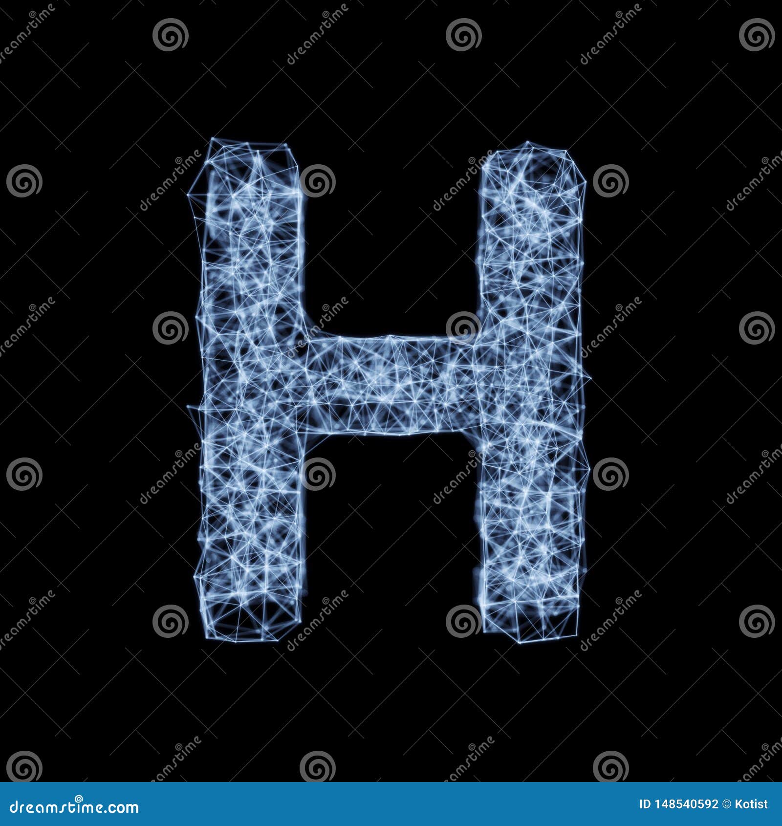 Line and Point Glowing Light Alphabet Character H Font Stock ...