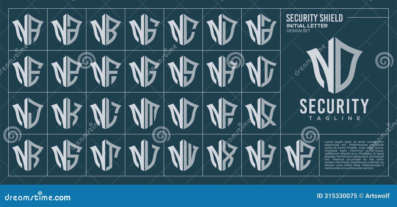 line security shield letter n no logo  set