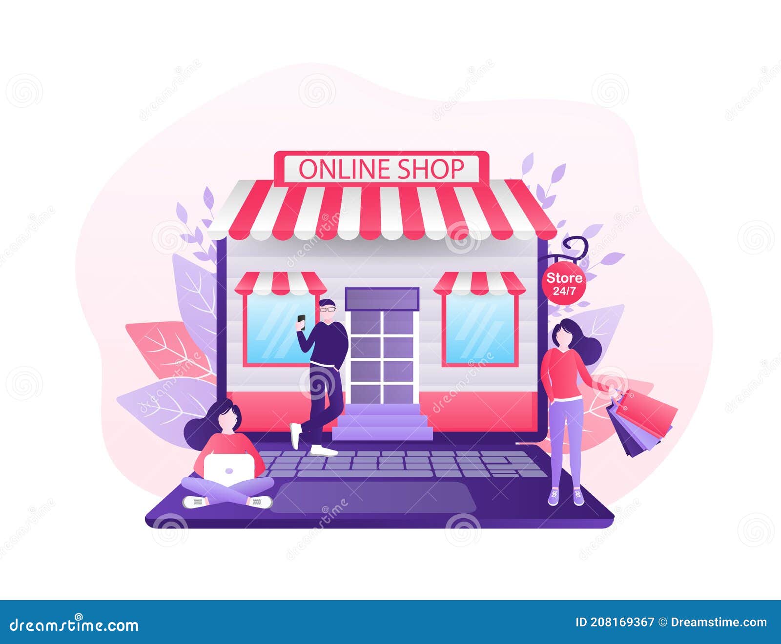 Line Shopping People Gran Diseño Para Cualquier Propósito. Vector Icono  Portátil. Ilustración De Vector Plano De Dibujos Animados. Ilustración del  Vector - Ilustración de comercio, feliz: 208169367