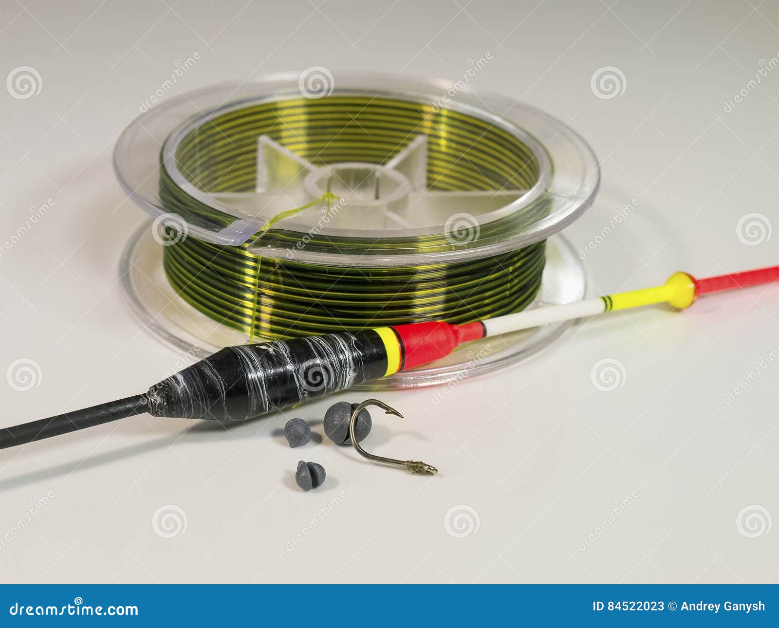 The Line, Sinker, Float and Hook. Isolated. Stock Image Image of