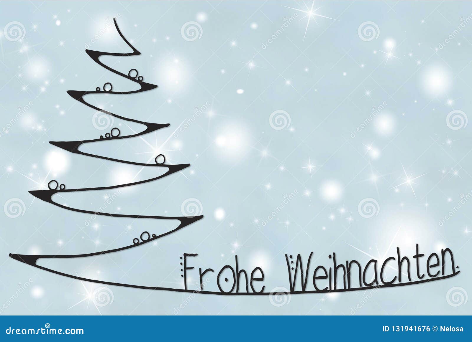 Tree Frohe Weihnachten Means Merry Christmas Light Blue Background Stock Illustration Illustration Of Light Line 131941676