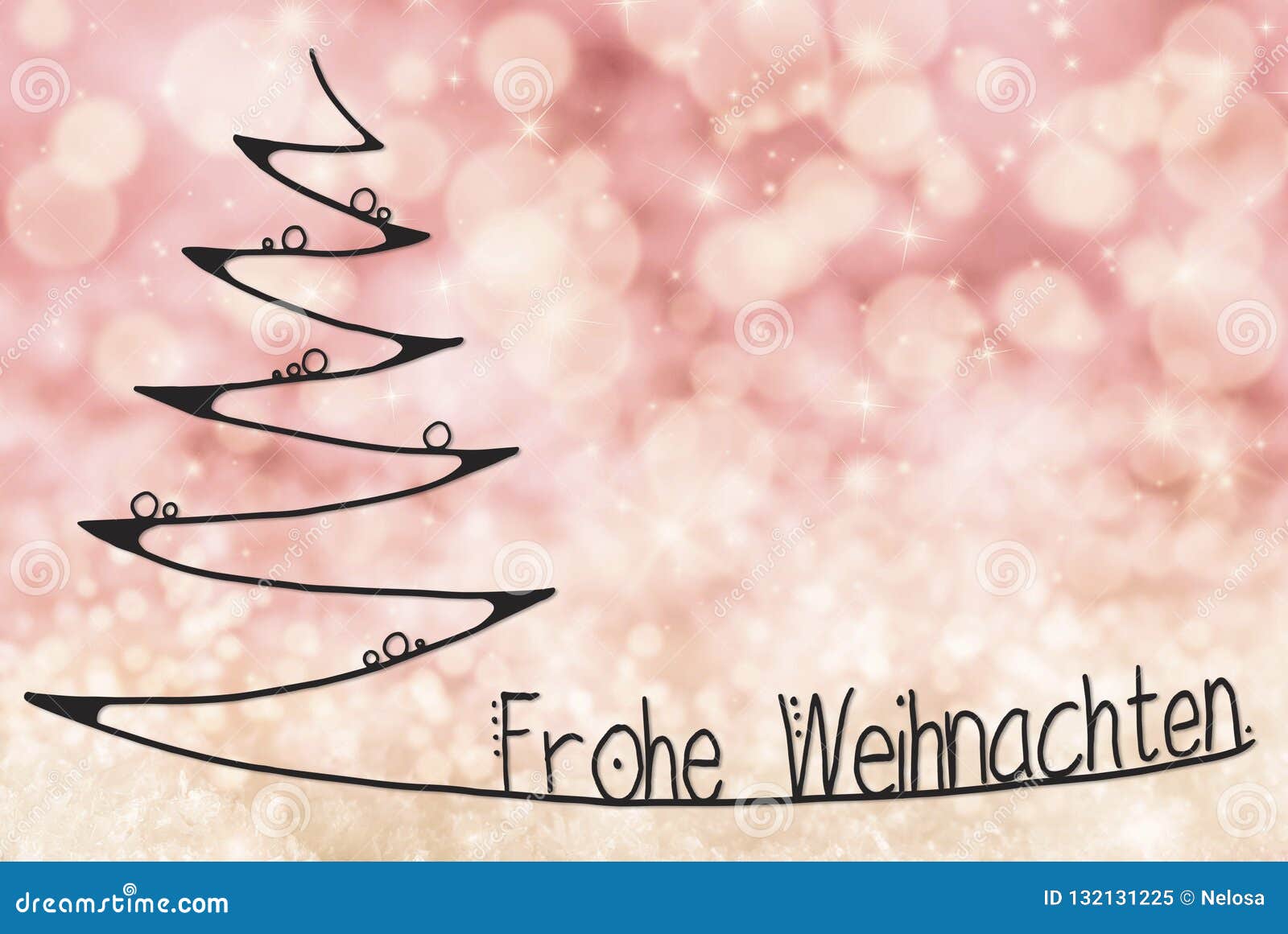 Tree Frohe Weihnachten Means Merry Christmas Pink Bokeh Background Stock Illustration Illustration Of Silhouette Card 132131225