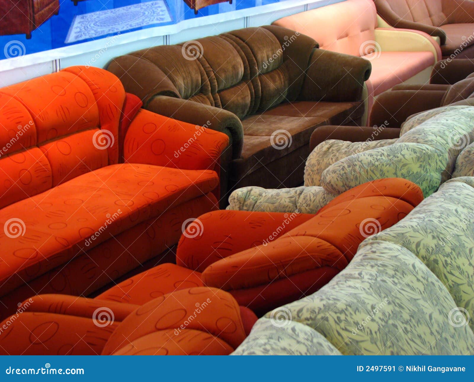 Line of Sofas stock image. Image of excellent, empty, flat 2497591